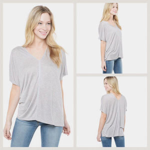 Vince Grossgrain DoubleV Roomy TShirt Gray